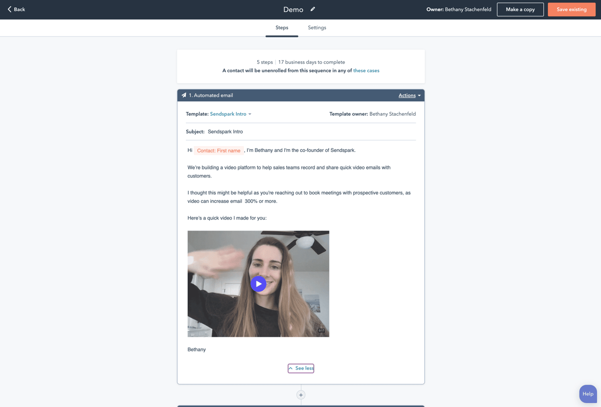 Embed Video Hubspot Sequences