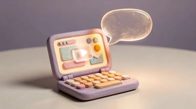 Apology email to customer — laptop with email open and video message icon