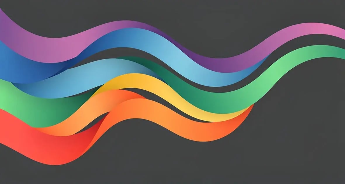 Abstract illustration of multiple distinct colored ribbons flowing in parallel, representing separate branded client video workspaces for agencies
