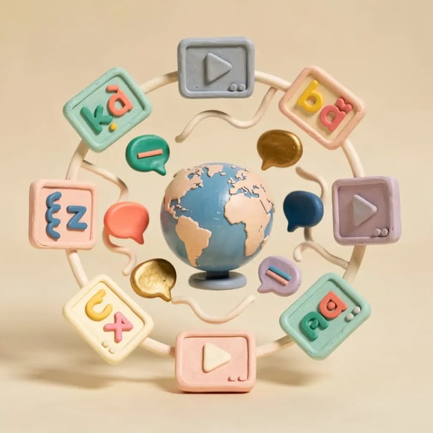 Illustrative image of a video translated into another language