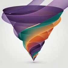 Abstract gradient visualization of a lead nurturing funnel with three color zones representing awareness, consideration, and decision stages