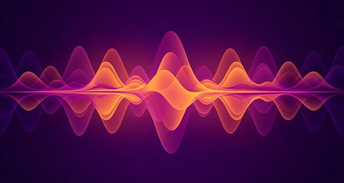 Abstract purple and orange sound-wave illustration representing one sales pitch personalized into many versions