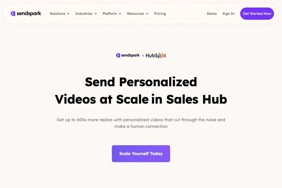Sendspark HubSpot CRM integration showing contact sync and engagement data for pre-call research