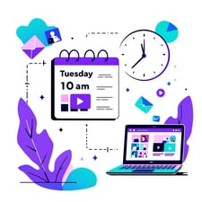 Best time to send a personalized video email - calendar with Tuesday highlighted and video email icons