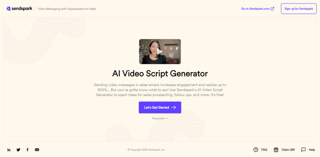 AI Video Script Generator Screenshot taken on Sendspark 