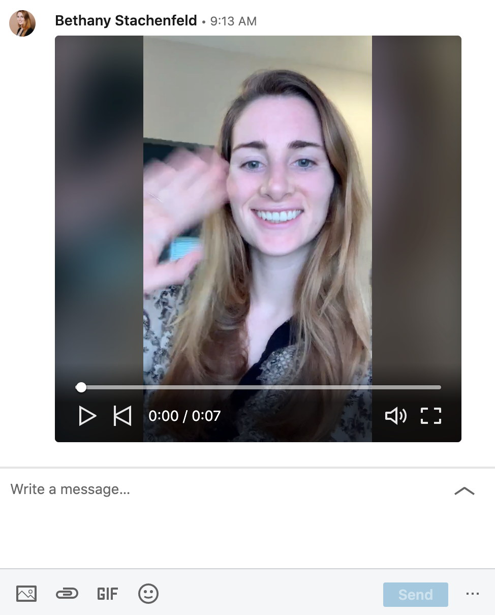 Embedded Video in LinkedIn Message