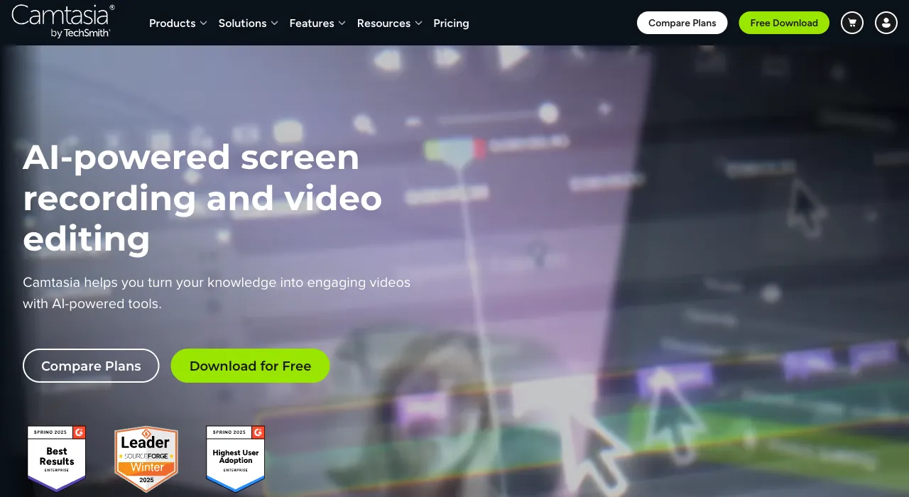 Camtasia’s website, captured October 2026