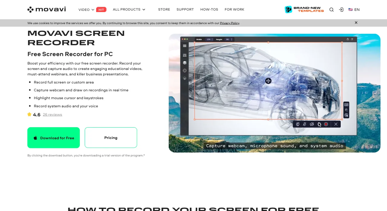 Movavi Screen Recorder’s website, captured October 2026