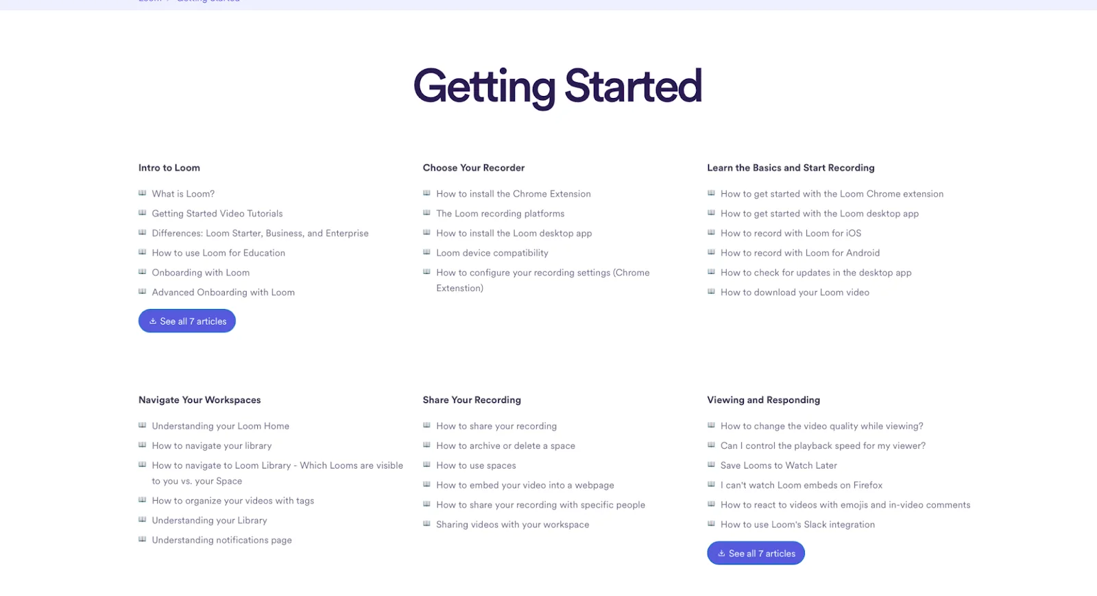 Loom support screenshot