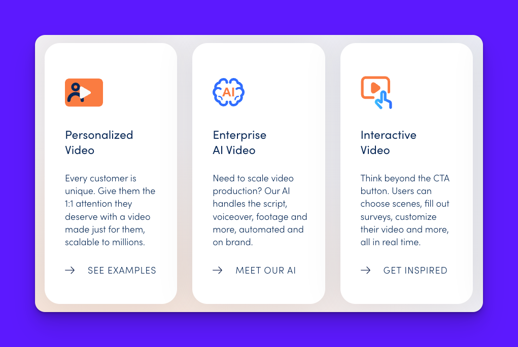 Idomoo video personalization software interface showing enterprise-focused features and customization options