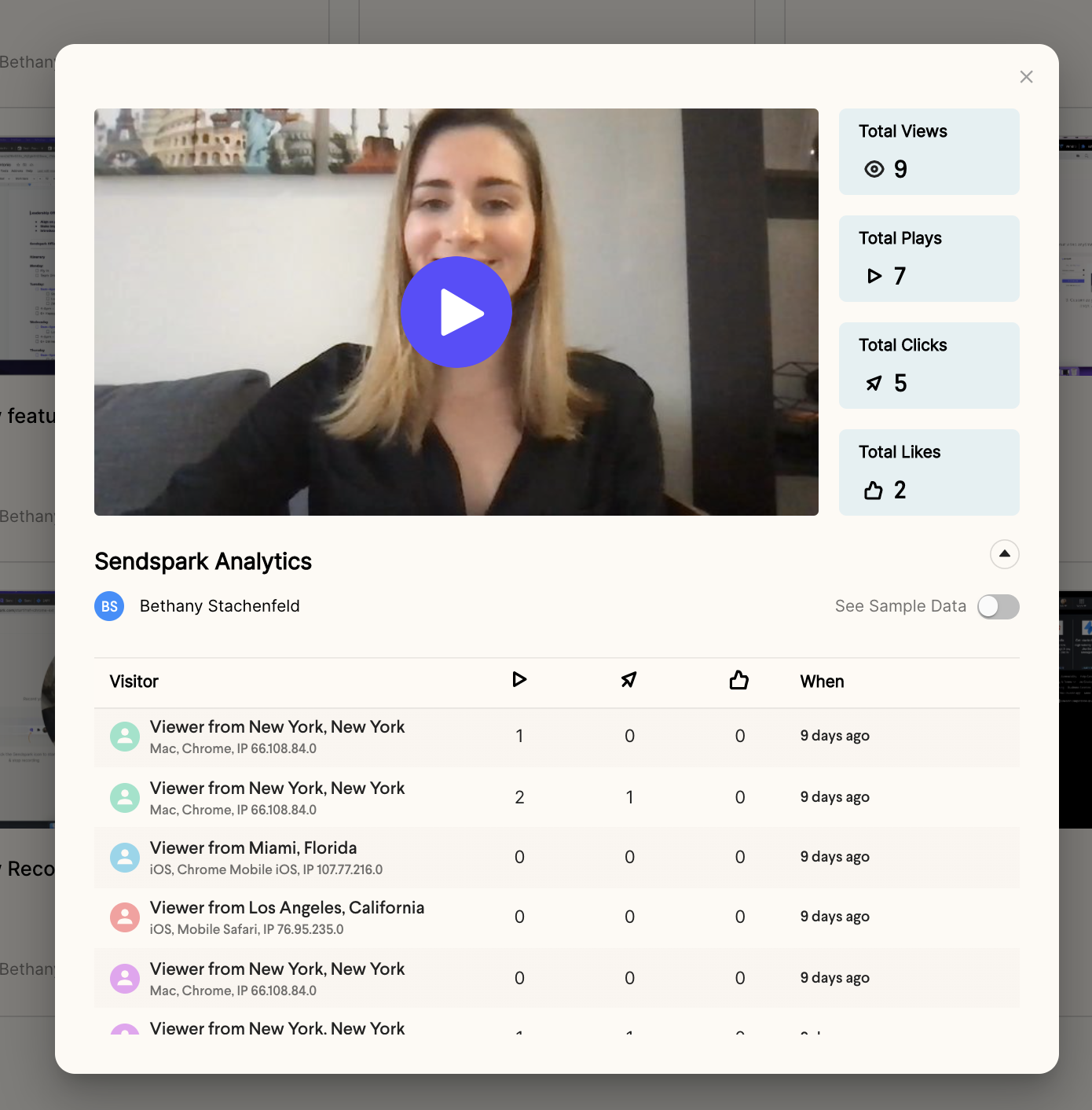 Sendspark Video Analytics and Viewer Insights