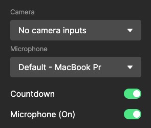 Google Slides interface showing video embedding options with screen recording method selection highlighted