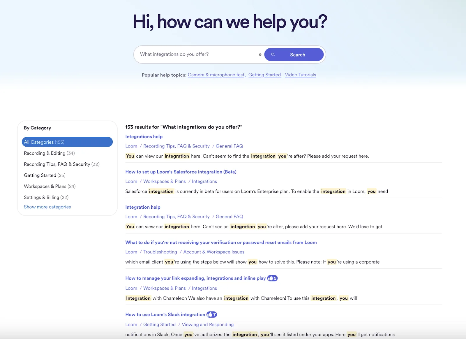 Loom support screenshot secondary